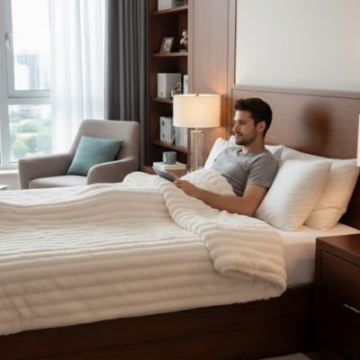 Couverture  douce confort beige 200x230cm