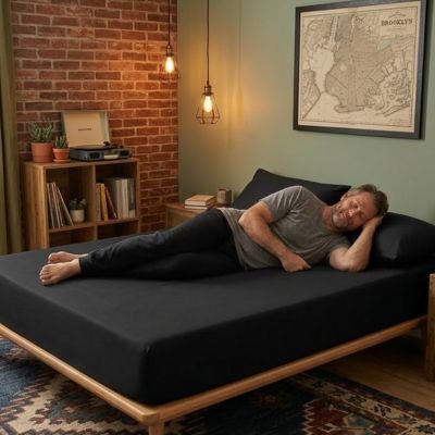 Drap housse confort optimal stretch gris foncé 120x200cm