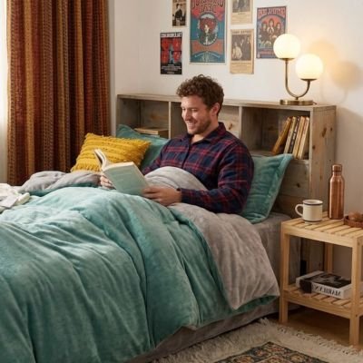 Housse de couette flanelle ultra douce vert 150x200cm