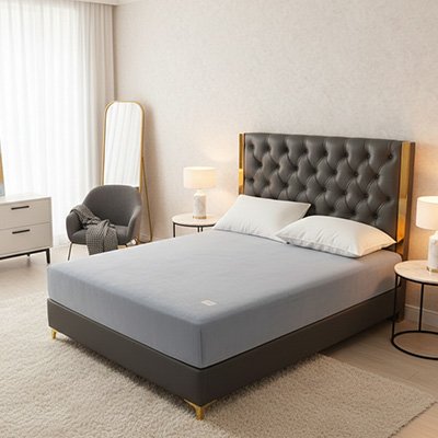 Housse de matelas imperméable respirante bleu clair 90x200cm