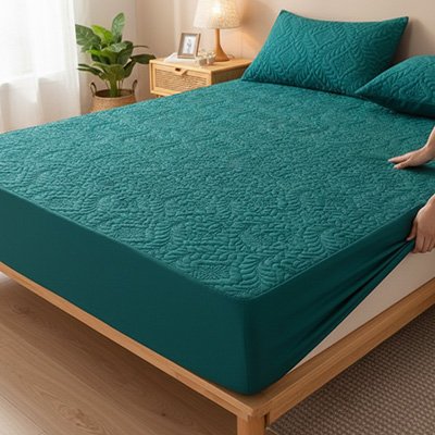 Protège matelas imperméable respirant  vert  protège matelas et oreillers assortis